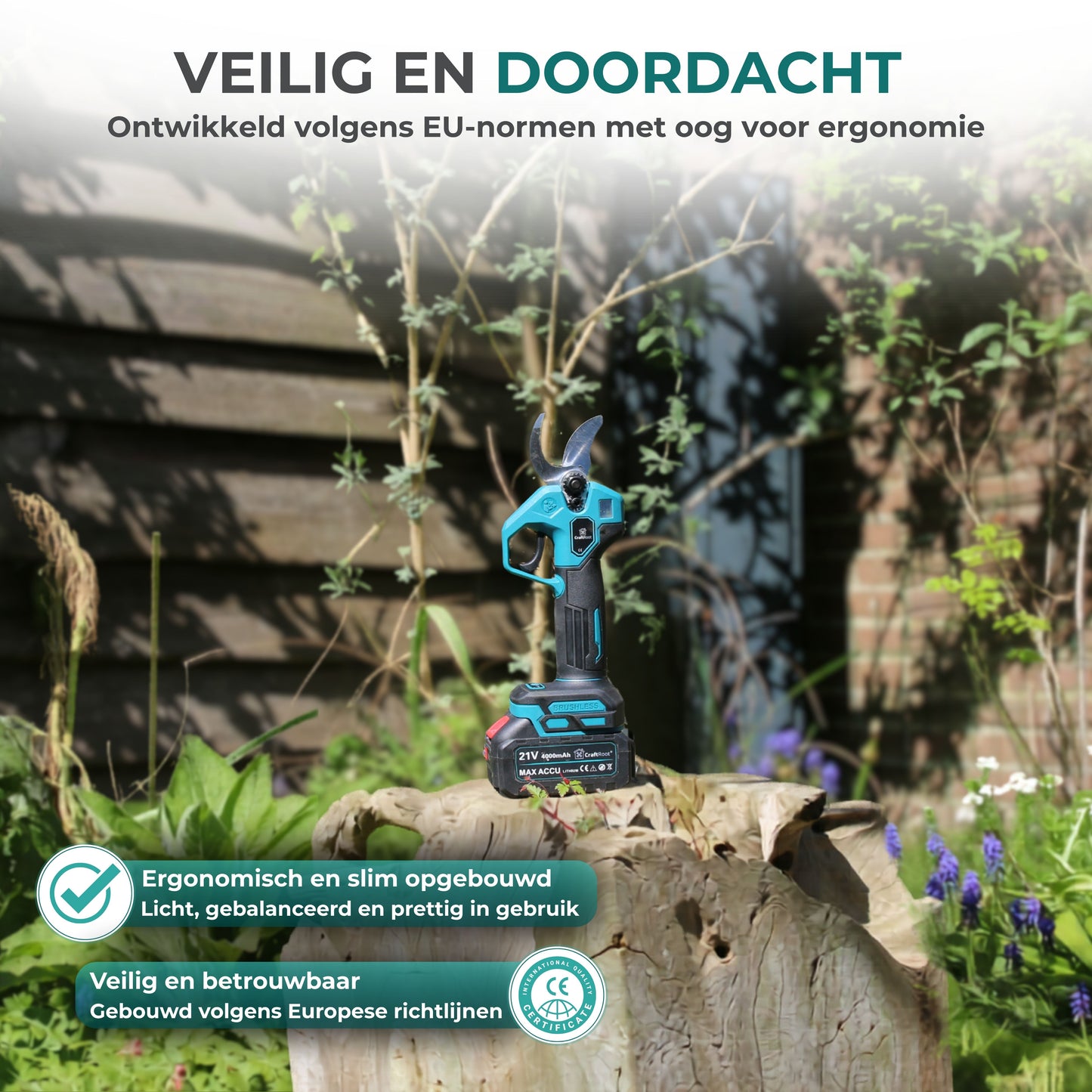 Elektrische Snoeischaar PRO + Verlengstok Set –  2× 4Ah Accu & Opbergkoffer