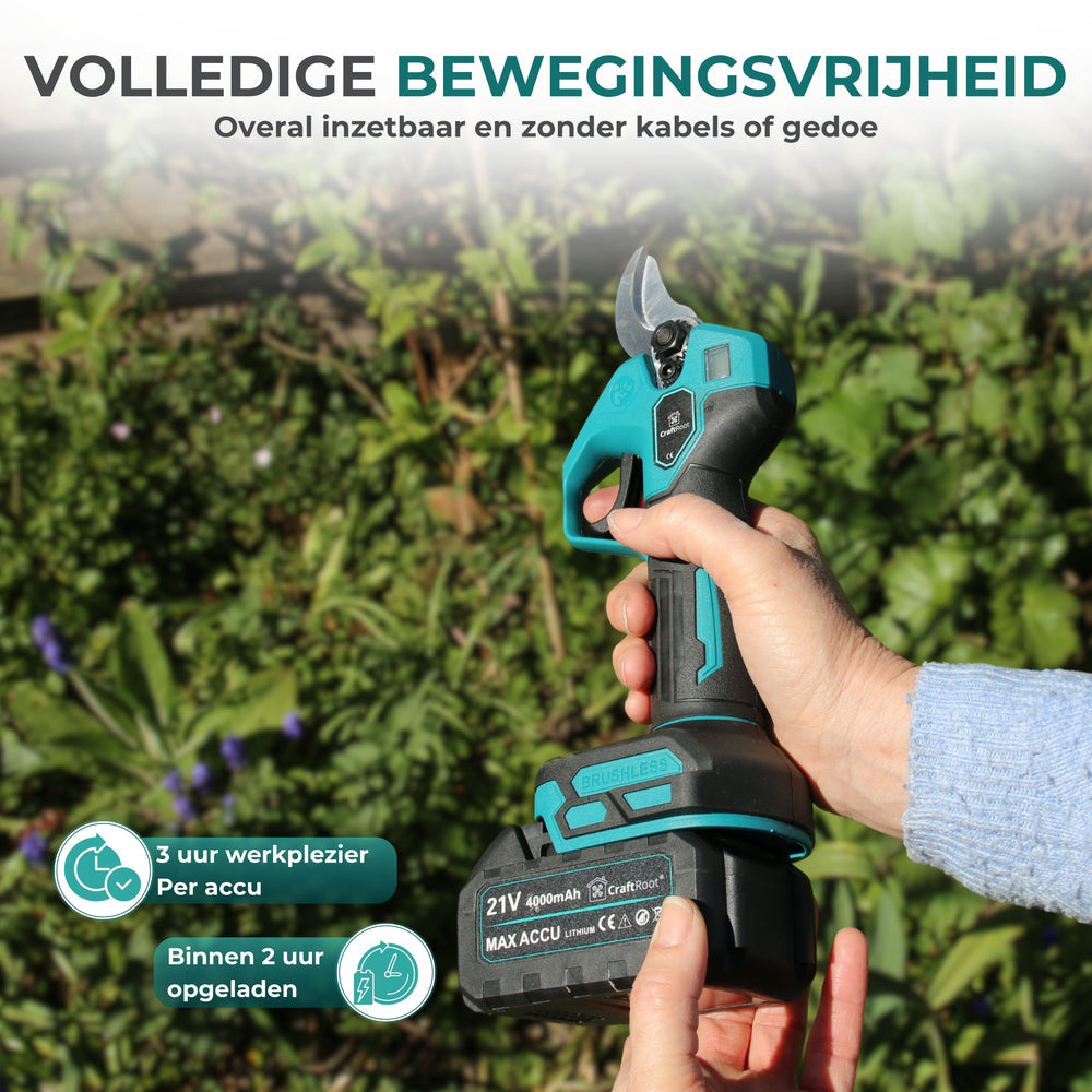 Zorgeloos Snoeien Combi Set – Mini Kettingzaag PRO + Elektrische Snoeischaar PRO | 4× 4Ah Accu — 3