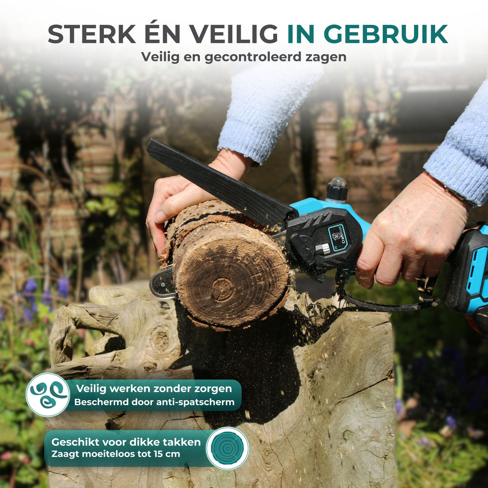 Mini Kettingzaag PRO Brushless + Verlengstok Set – 2× 4Ah Accu & Opbergkoffer — 5
